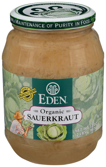 Eden Organic Sauerkraut, 32 Oz Glass Jar, Fine Cut