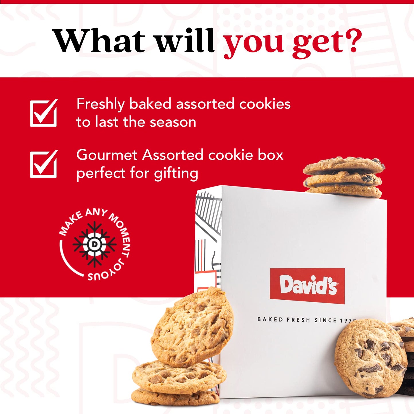 David'S Cookies Assorted Cookies In Carton Pack | Delicious Homemade Treats, Freshly-Baked Gourmet Food Cookie Gift Snacks - Gre