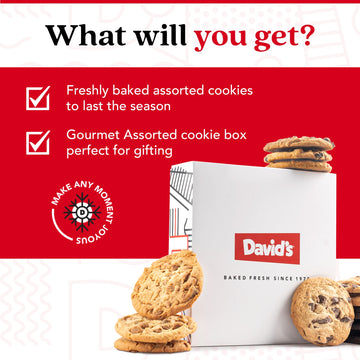 David'S Cookies Assorted Cookies In Carton Pack | Delicious Homemade Treats, Freshly-Baked Gourmet Food Cookie Gift Snacks - Gre