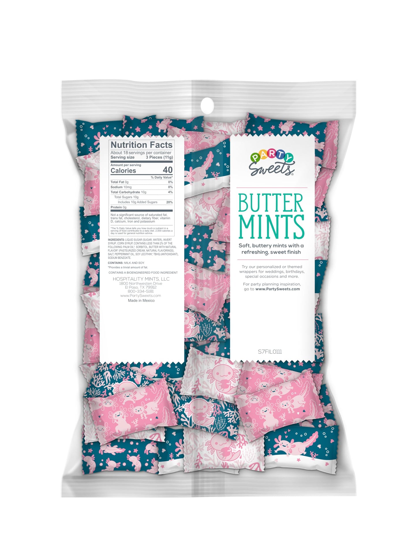 Party Sweets Axolotl Buttermints By Hospitality Mints, Appx 300 Mints, 7-Ounce Bags (Pack Of 6)