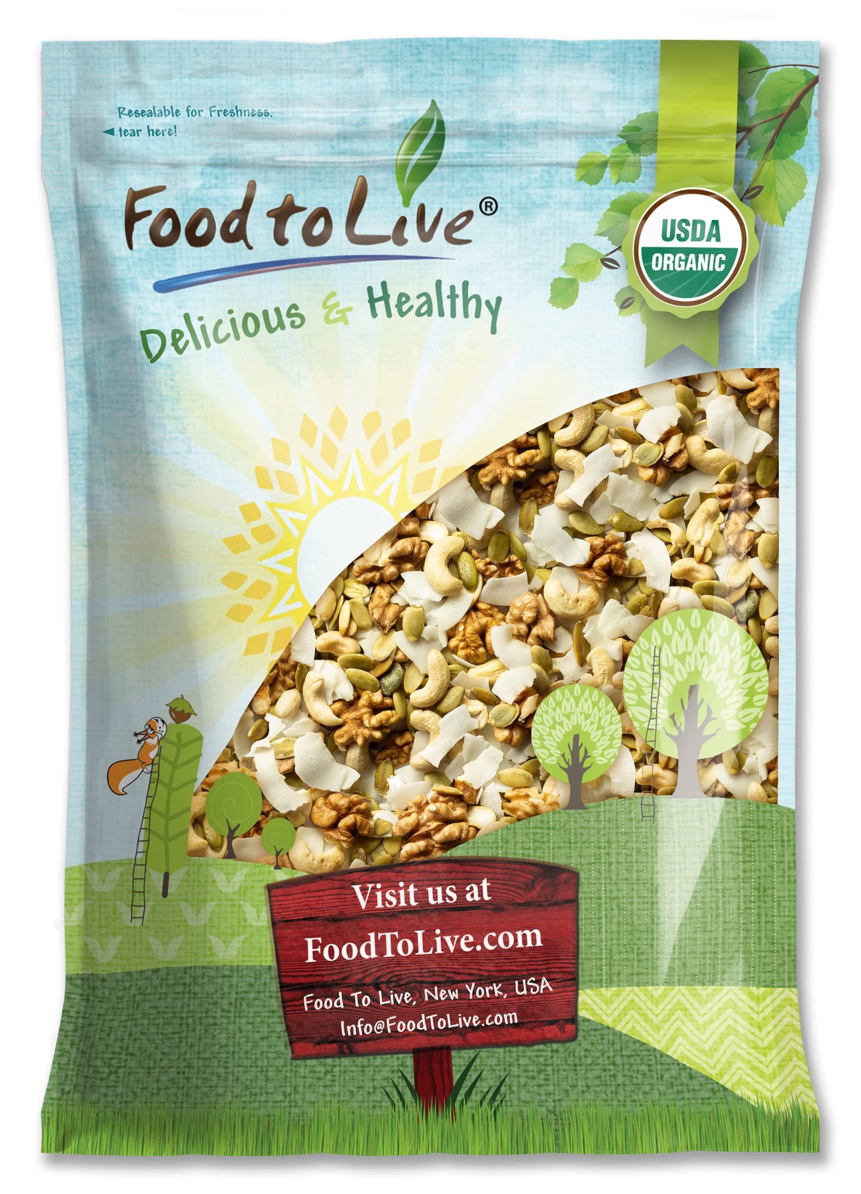 Food to Live Organic Coconut and Friends Trail Mix, 4 Pounds - Raw and Non-GMO Snack Mix Contains Coconut Chips, Cashews, Pumpki