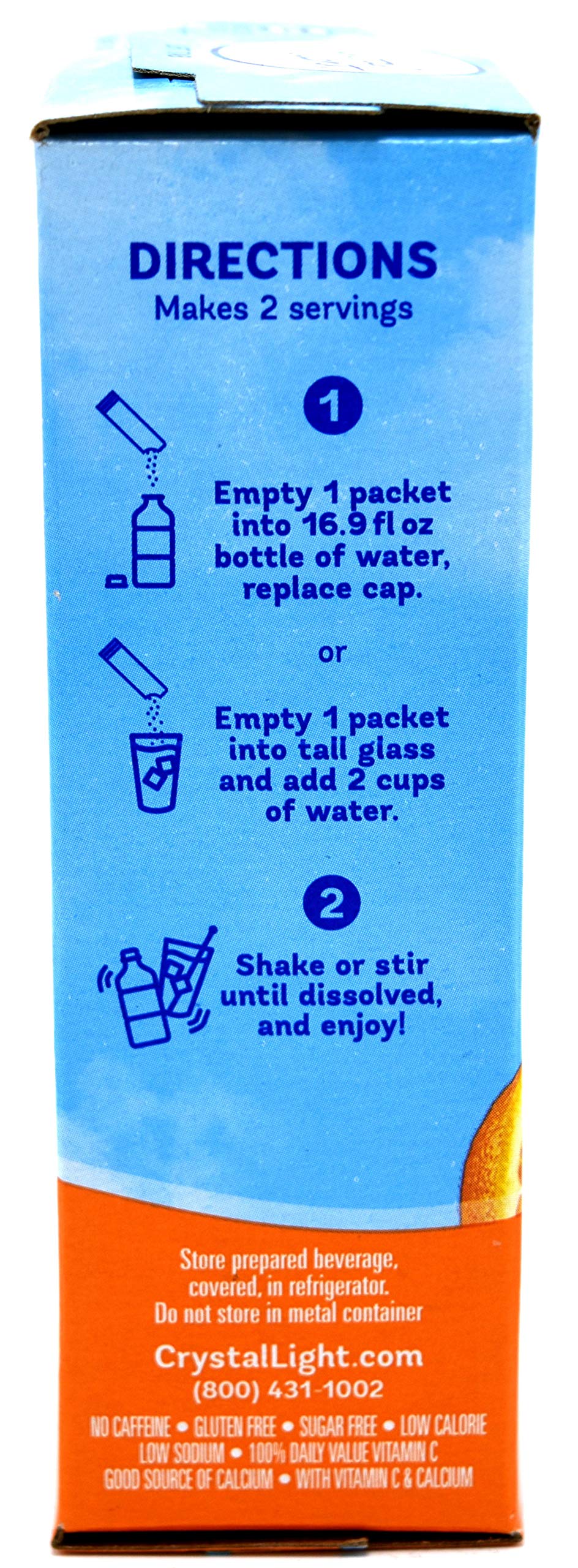 Crystal Light On The Go Packets, Classic Orange, 10 CT, with Vitamin C and Calcium, 1.3 Ounce (Pack of 5)