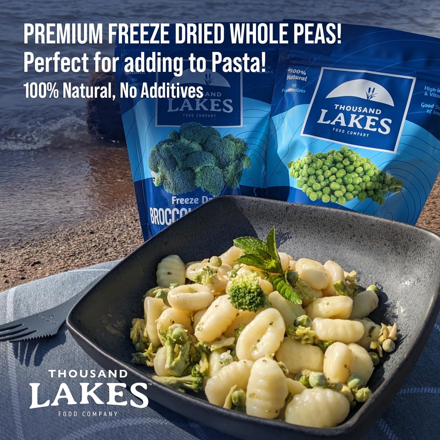 Thousand Lakes Freeze Dried Vegetables - Whole Peas 2-Pack 3.5 Ounces (7.0 Ounces Total) | No Salt Added