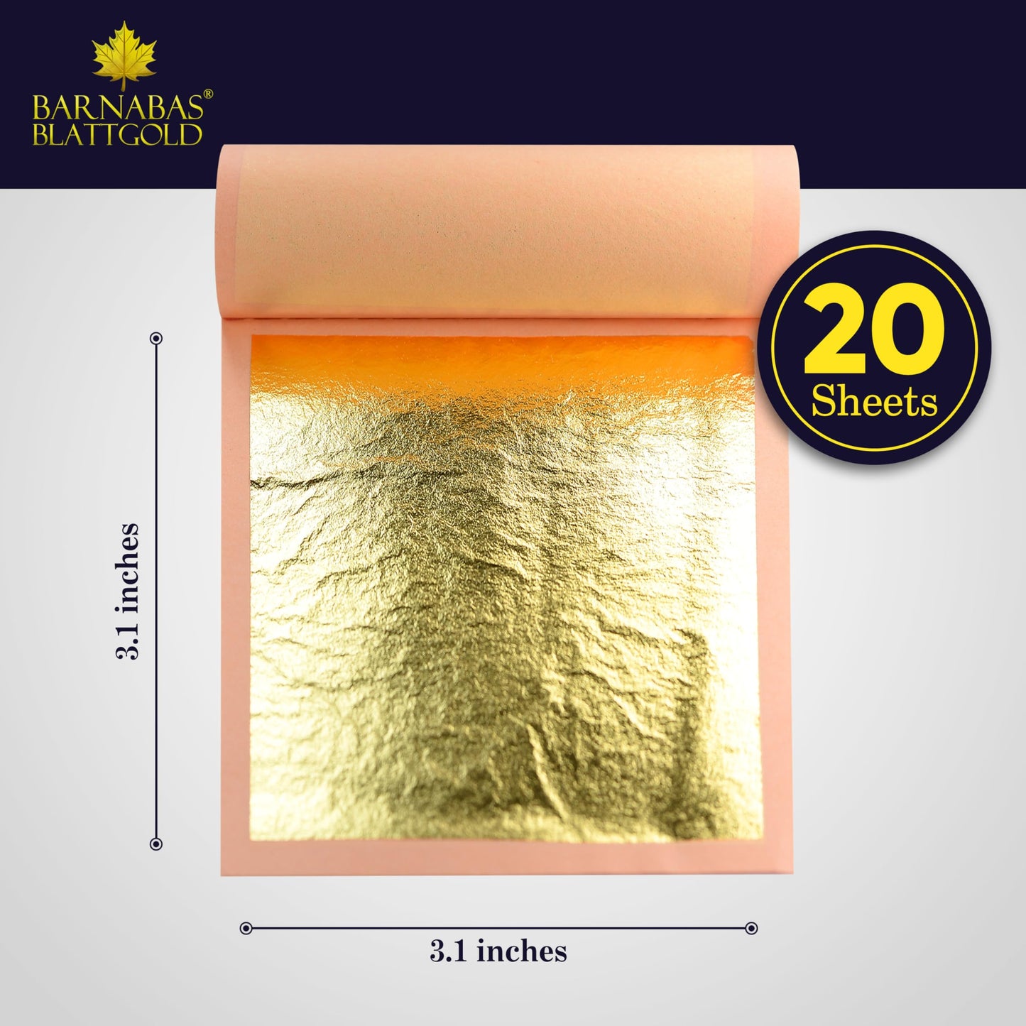 Barnabas Blattgold Edible Gold Leaf 24K - Cake Decorations  Loose Gold Leaf Sheets for Cupcakes - 3.1 inches  Book of 20