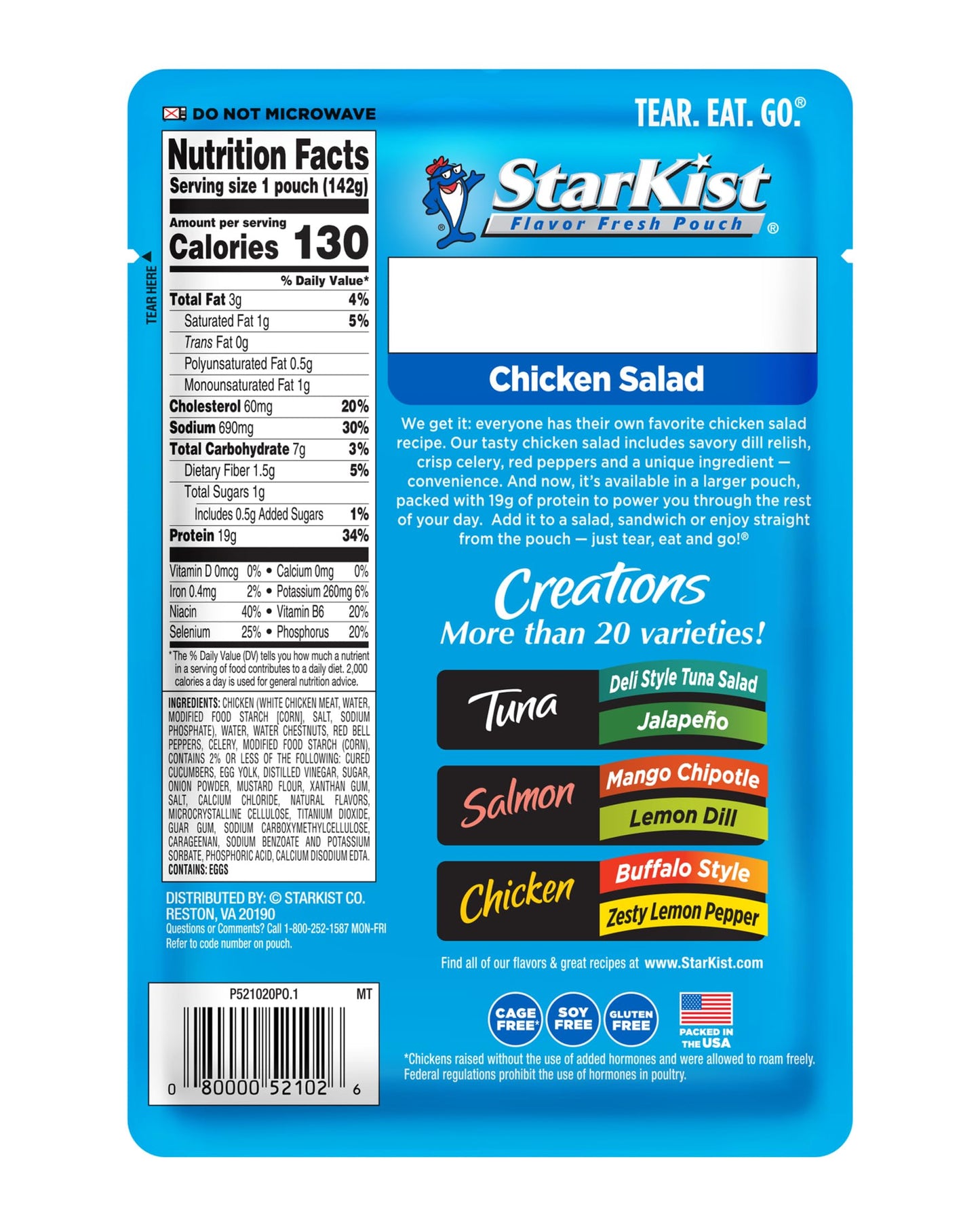 StarKist Chicken Creations Chicken Salad, 19g Protein, Gluten Free, Ready to Eat, 5 oz Pouch (1 Pack)
