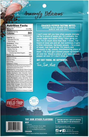 Field Trip Turkey Jerky, All Natural, Gluten Free, High Protein Snack, 12oz Bag,  ed Pepper