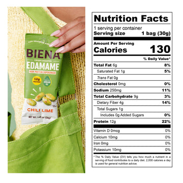 Biena Crispy Roasted Edamame Beans Snack - High Protein Low Carb Snack for Adults & Kids, 12g Protein per Serving - Made w/Avoca