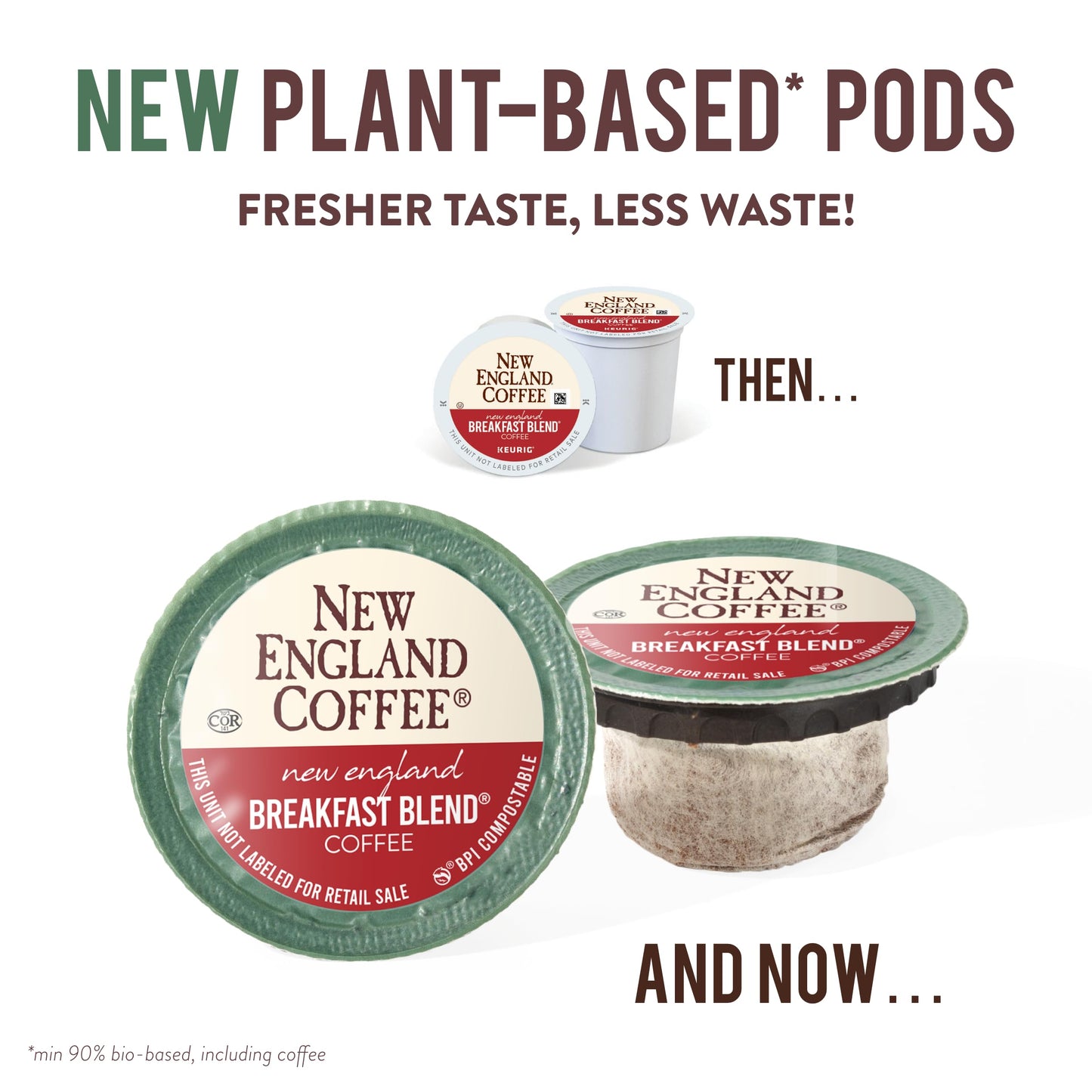 New England Coffee Breakfast Blend Medium Roast Pods, 32 Count, Single Serve