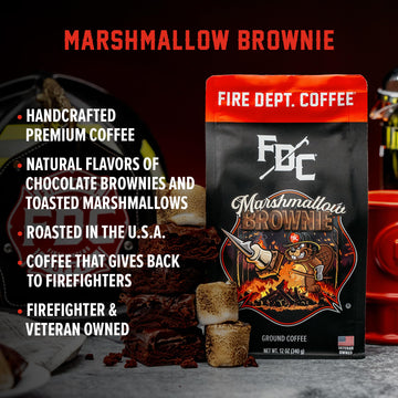 Fire Department Coffee - Gives Back To Firefighters - Marshmallow Brownie Coffee Beans - Roasted In The Usa - Premium Whole Bean