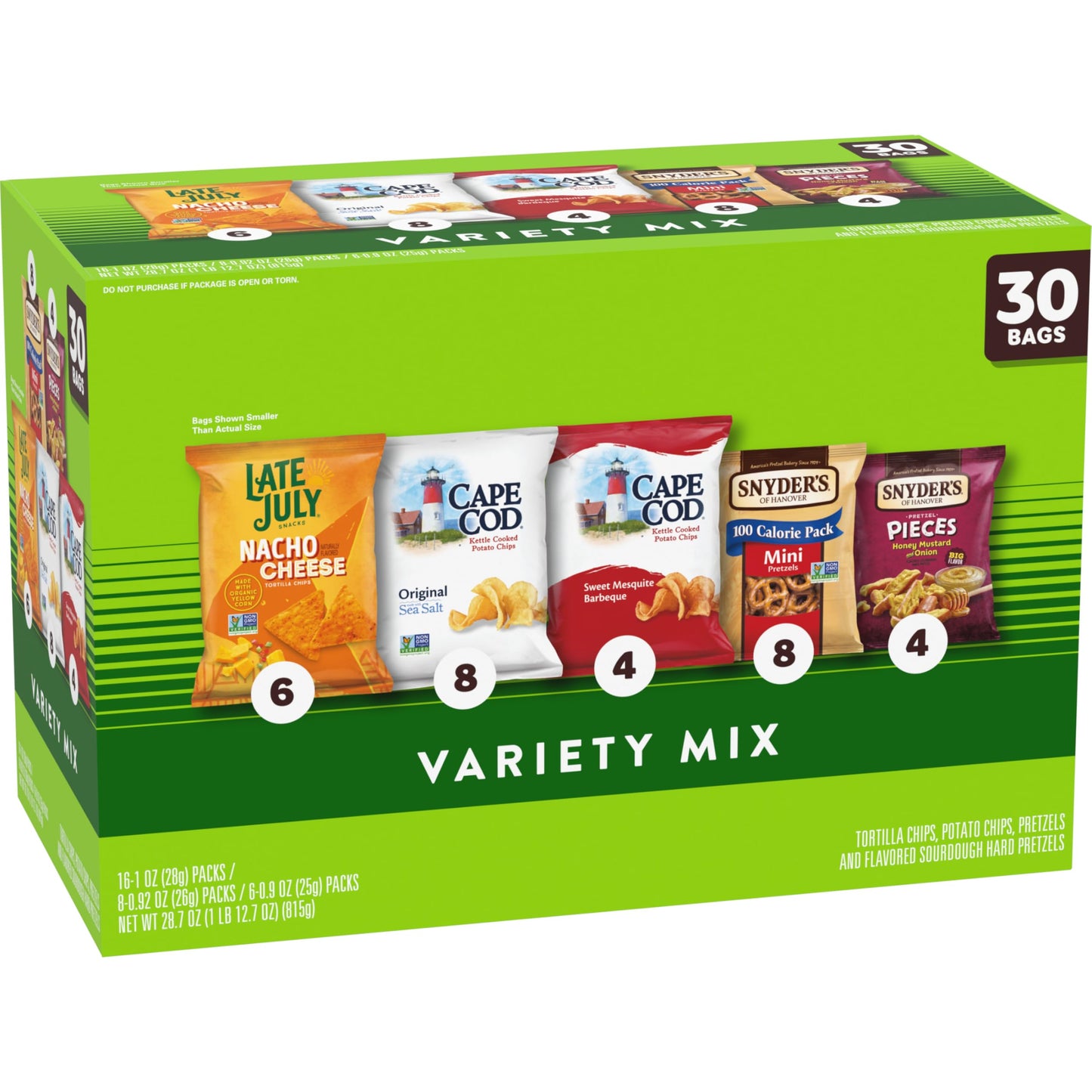 Snyder'S Of Hanover, Cape Cod And Late July Snacks Variety Pack, 30 Count Snack Bags