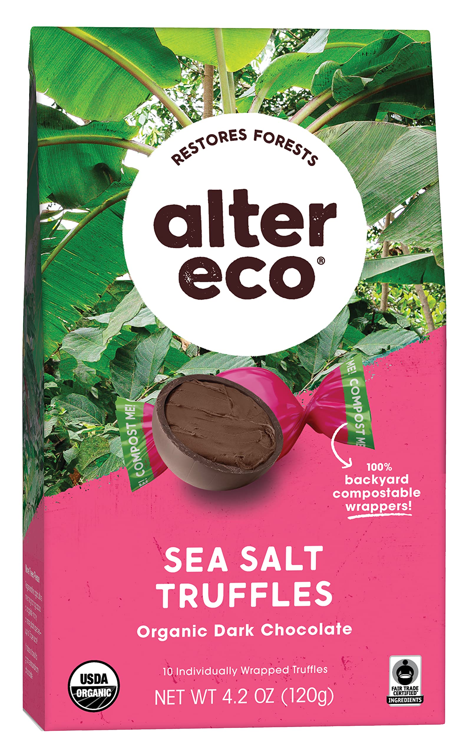 Americas Organic Dark Chocolate Sea Salt Truffles 4.2 Ounce 10 Per Pack 8 Packs Per Case. 4.20 Ounces (Case Of 8)