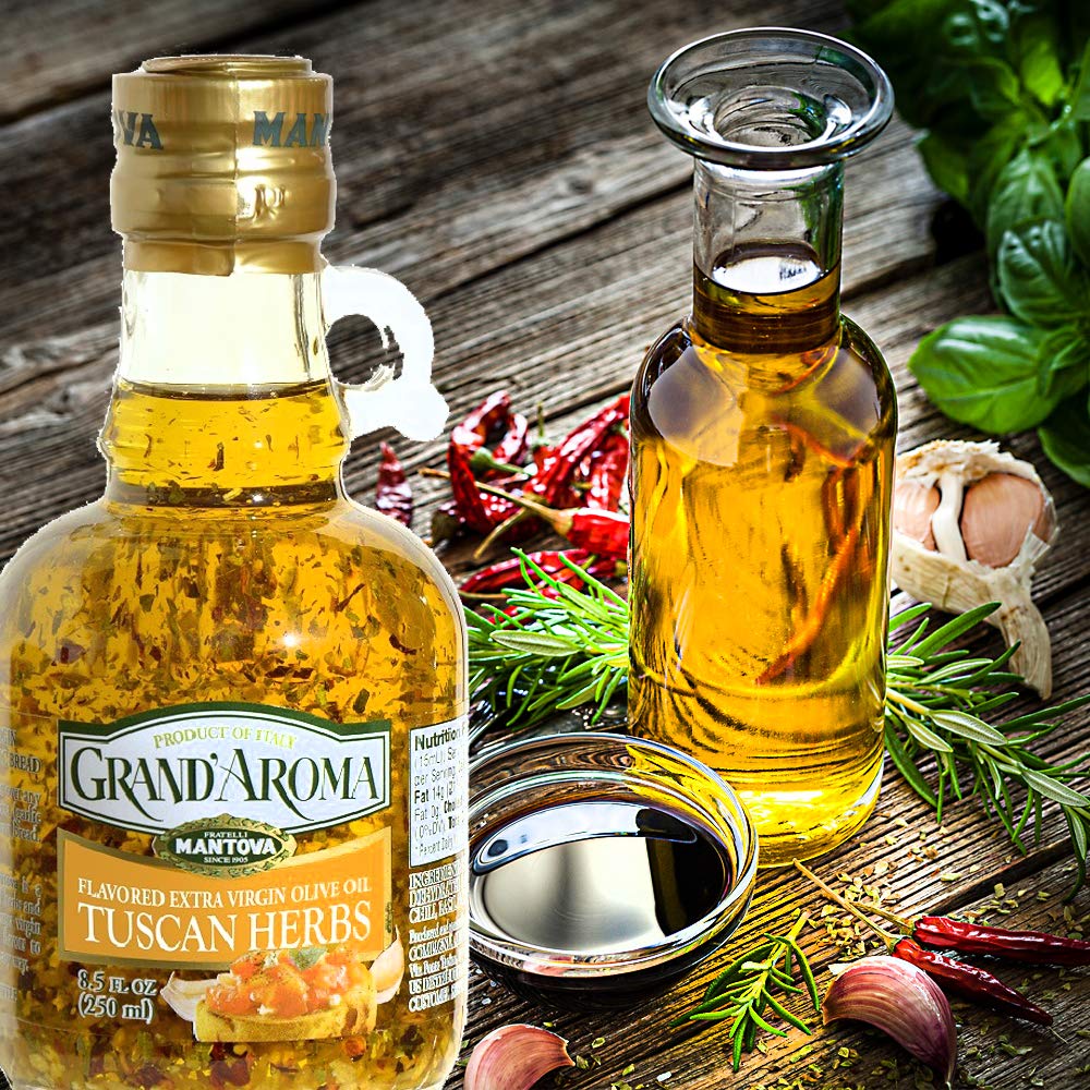 Grandaroma Tuscan Herb Extra Virgin Olive Oil, Bruschettata, 8.5 Fl Oz, Pack of 6