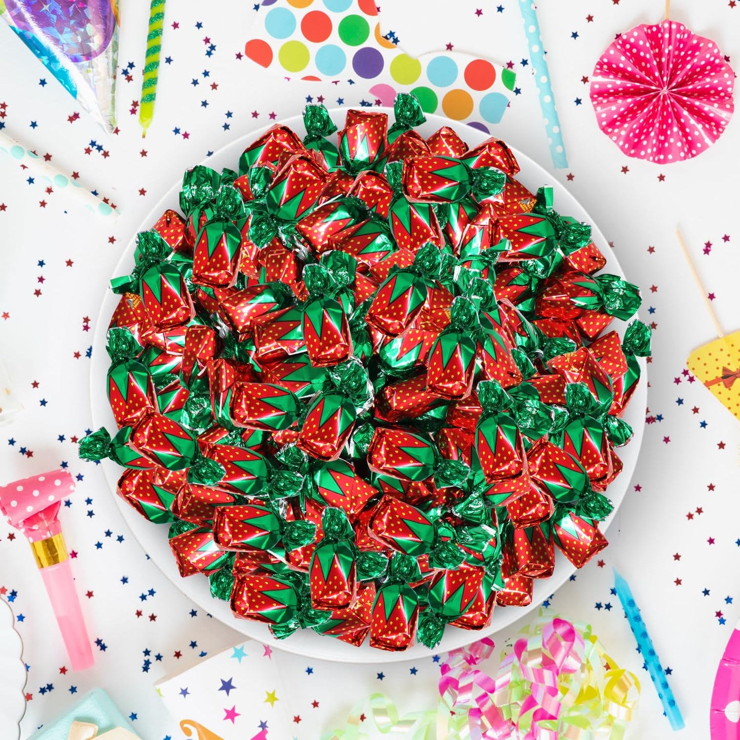 Strawberry Filled Hard Candy Bon Bons 2 lbs Bulk Pack - Individually Wrapped Fruit-Filled Candy  Classic Strawberry Hard Candy for Holiday   Parties  and Snacks