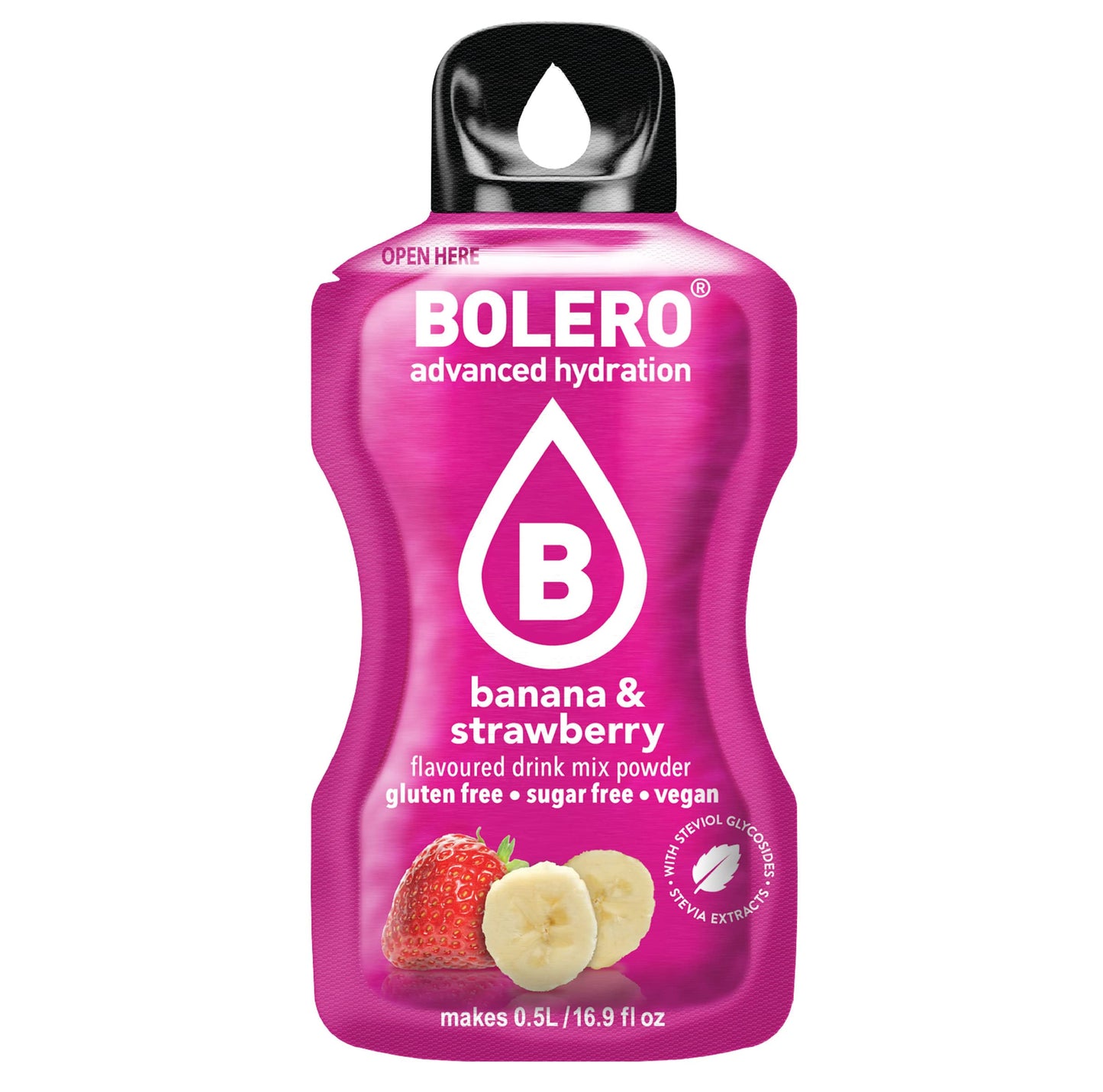 Bolero- Sugar Free Drink Mix Packets Banana & Strawberry Fruit Flavors | Powdered Flavored Water Packets | 36 Small Sachet On Th