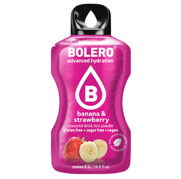 Bolero- Sugar Free Drink Mix Packets Banana & Strawberry Fruit Flavors | Powdered Flavored Water Packets | 36 Small Sachet On Th