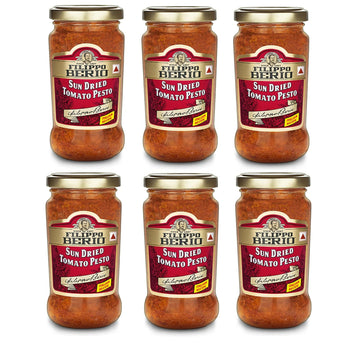 Filippo Berio Pesto, Sun Dried Tomato, 6.7 Ounce Glass Jar, Pack of 6