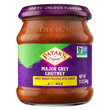 Patak'S Major Grey Chutney - 12 Oz (Pack Of 3) – With Mangos, Ginger, And Spices, No Artificial Flavors Or Colors, Gluten Free, Vegetarian Friendly