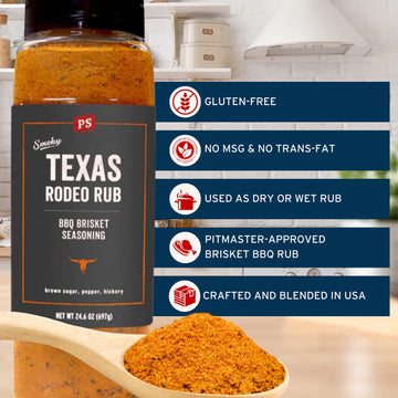 PS Seasoning Texas-Style Brisket Rodeo Rub - BBQ Spice Blend for Grilling, smoky aroma, Roasting, 24.6oz