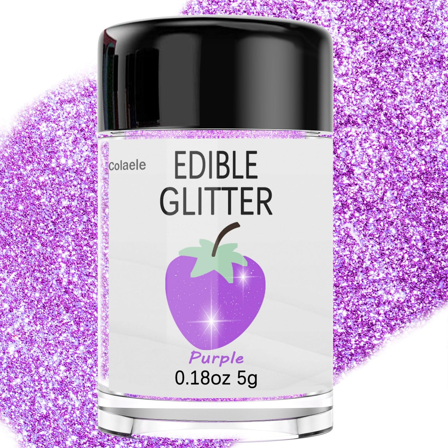 Colaele Purple Edible Glimmer Powder Glitter, Food-Grade Luster Dust, 5 grams