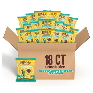 Hippeas Chickpea Puffs, Flavor Blast: White Cheddar Explosion, 0.75 Ounce (Pack of 18), 3g Protein, 2g Fiber, Vegan, Gluten-Free