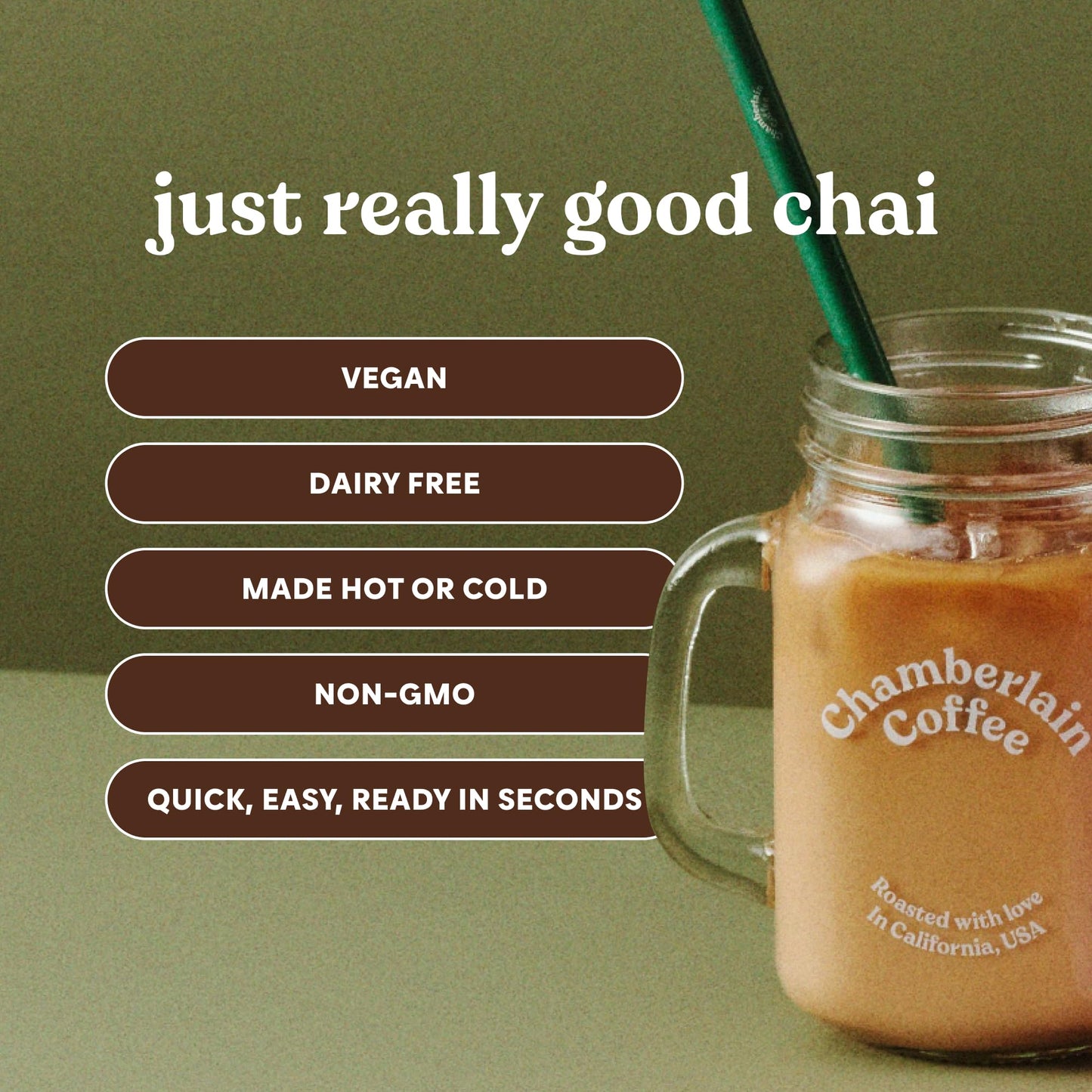 Chamberlain Coffee Chai Mix - Vegan Instant Chai Latte with Oat Milk & Spices - 10oz - 10 Servings - Model CC01CHVGHTE