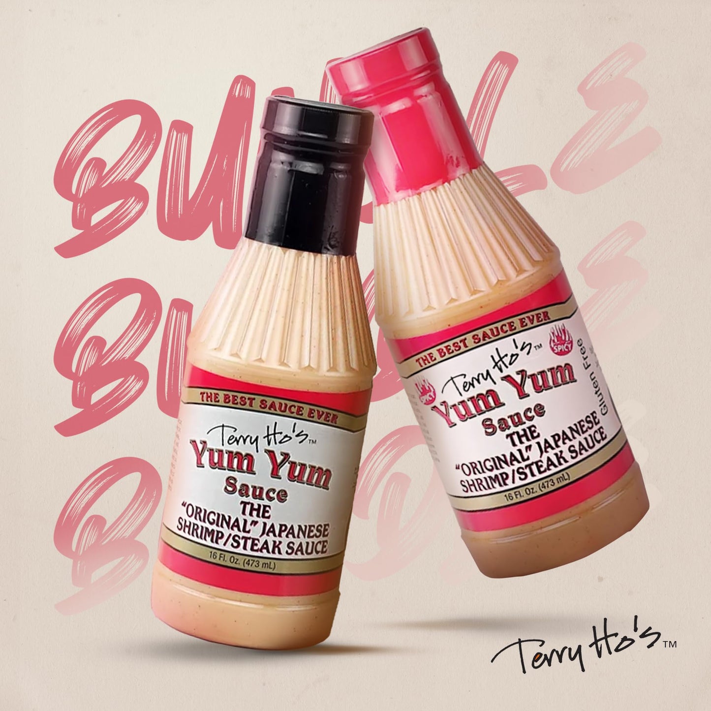 TERRY HOS YUM YUM SAUCE Original & Spicy Bundle - Mayonnaise-Based Dipping Sauce, 16 Fl Oz (Pack of 2)