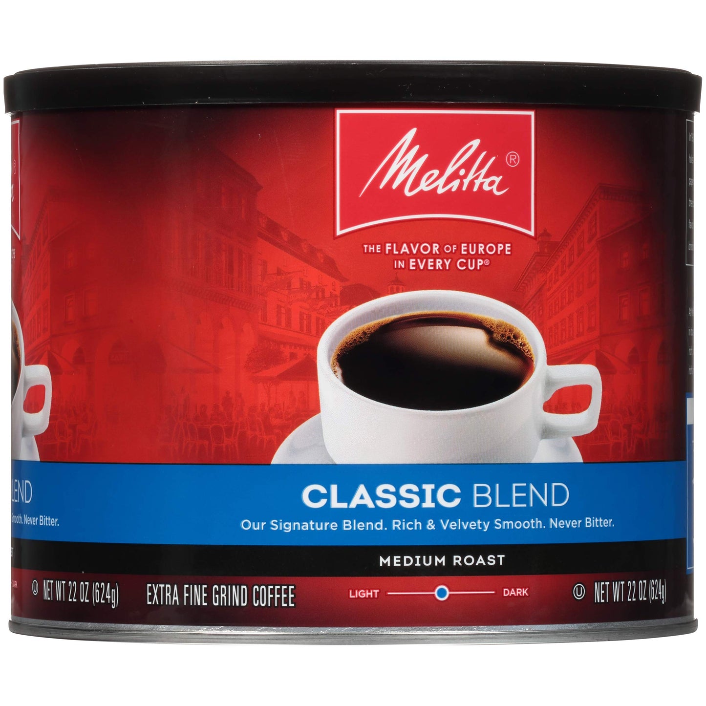 Melitta Classic Blend Coffee, Medium Roast, Extra Fine Grind, 22 Ounce Can (Pack Of 6)