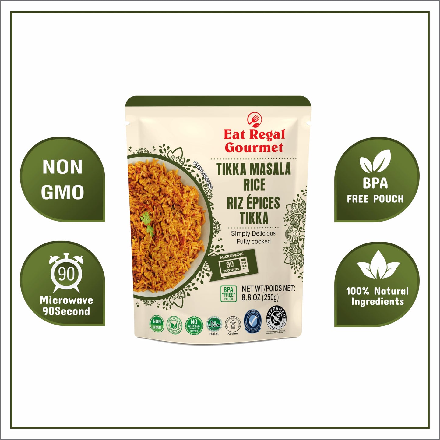 Eat Regal Gourmet Tikka Masala Rice, Ready In 90 Seconds, 8.8 Oz, Pack Of 6