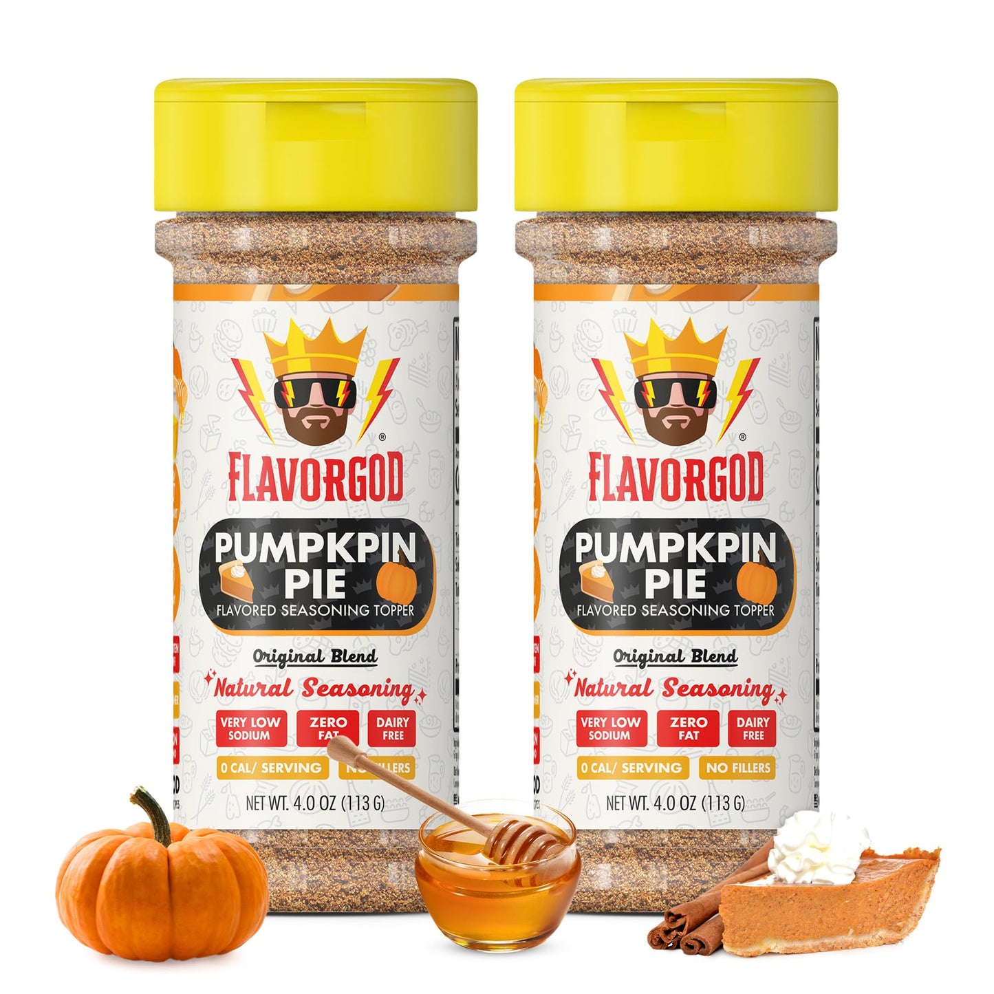 The Original Pumpkin Pie Spice Topper Seasoning Mix, 2 Bottles By Flavor God - Enhanced All Natural & Healthy Spice Blend For Donuts & Smoothies - Great Flavor Spices And Seasoning Gift