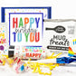 Golden Gift Box Birthday Treat Box with Mug Cake Kit, Confetti Color, 1 Unit, Complete Gift Set with Candles and
