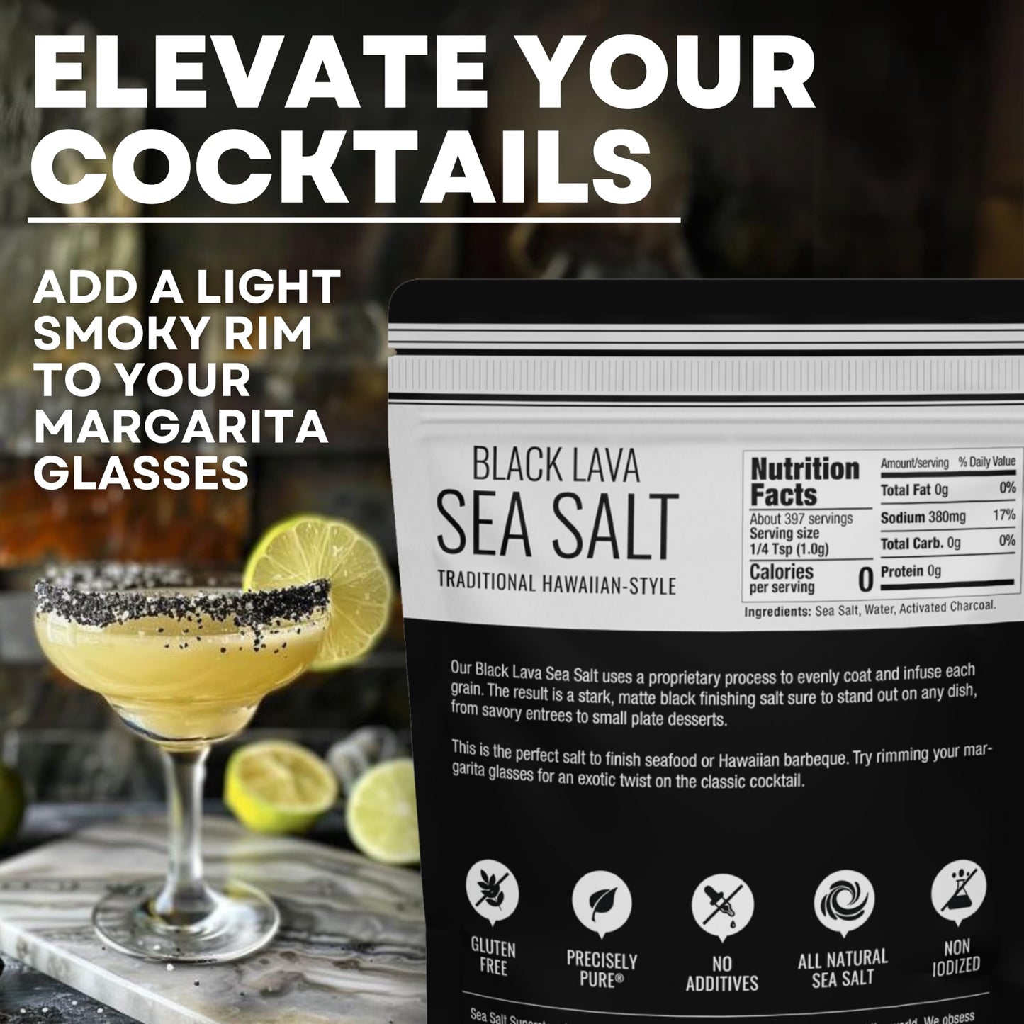 Black Salt, Hawaiian-Style Black Lava Sea Salt, Black Sea Salt With Activated Charcoal, Black Hawaiian Sea Salt For Cooking & Fi