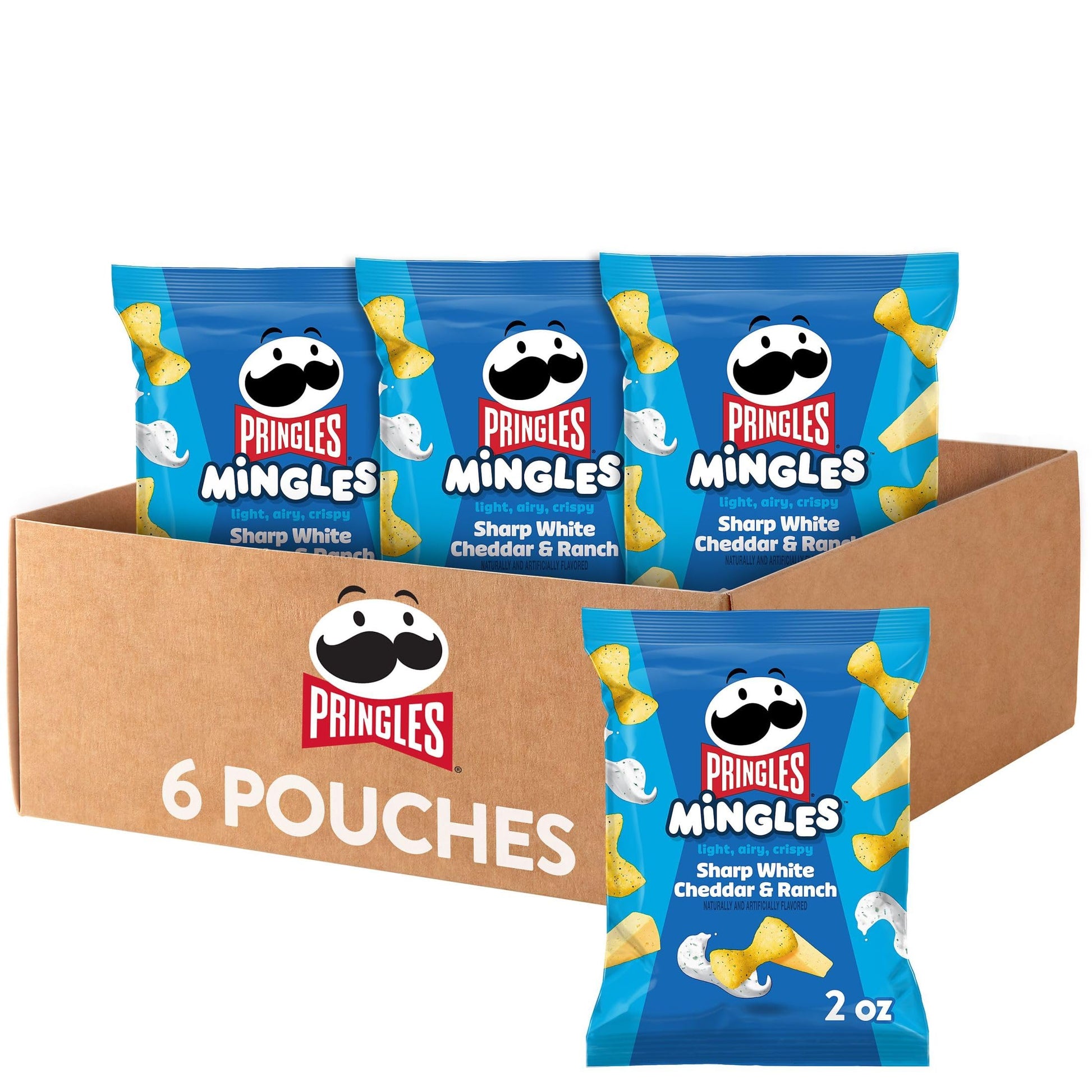 Pringles Mingles Puffed Snacks, Sharp White Cheddar & Ranch, 2 oz (Pack of 6)