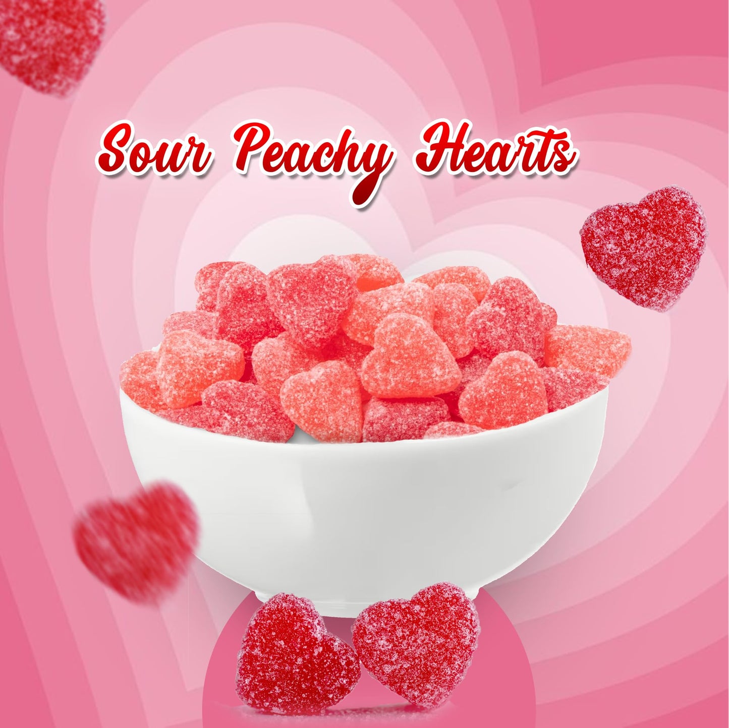 NY Spice Shop Peach Hearts Gummy Candy - 3 Pound Peach Flavored Heart Shaped Candy - Peach Gummies Candy - Peach Gummy Candy Sna