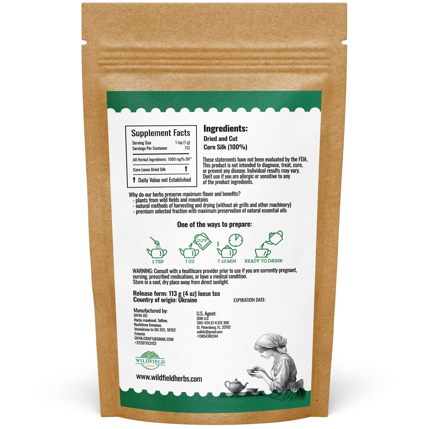 4 Oz. Dry Corn Silk Tea Cornsilk Herb (Stigma Maydis) - 113G Corn Silk Tea Bags Herbal Barba De Maiz (Barba De Elote)