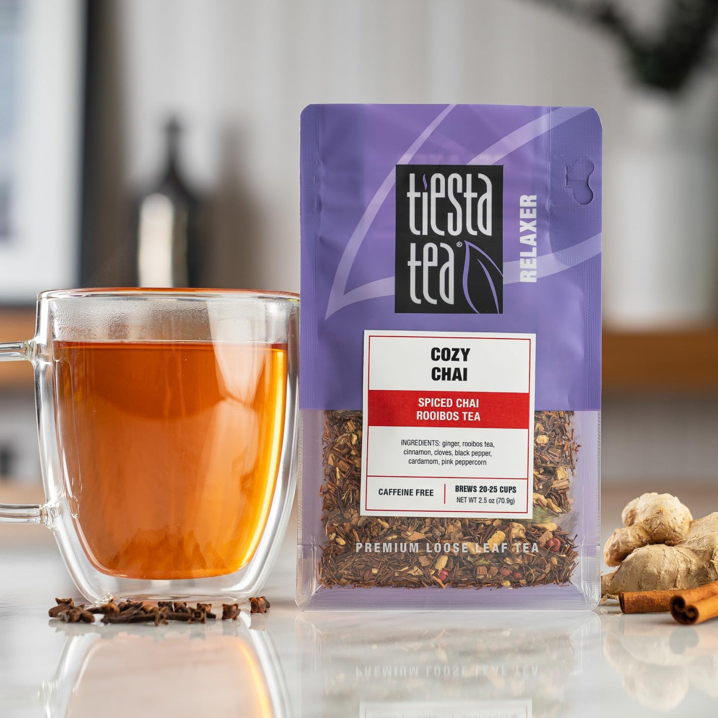 Tiesta Tea - 4 Autumnal Blends | Enhanced Loose Leaf Tea Blend | Non-Caffeinated Tea | Make Hot Or Iced | Pouch Of Pumpkin Spice, Cozy Chai, Chamomile Mint, Meyer Lemon Zest - Pack Of 4
