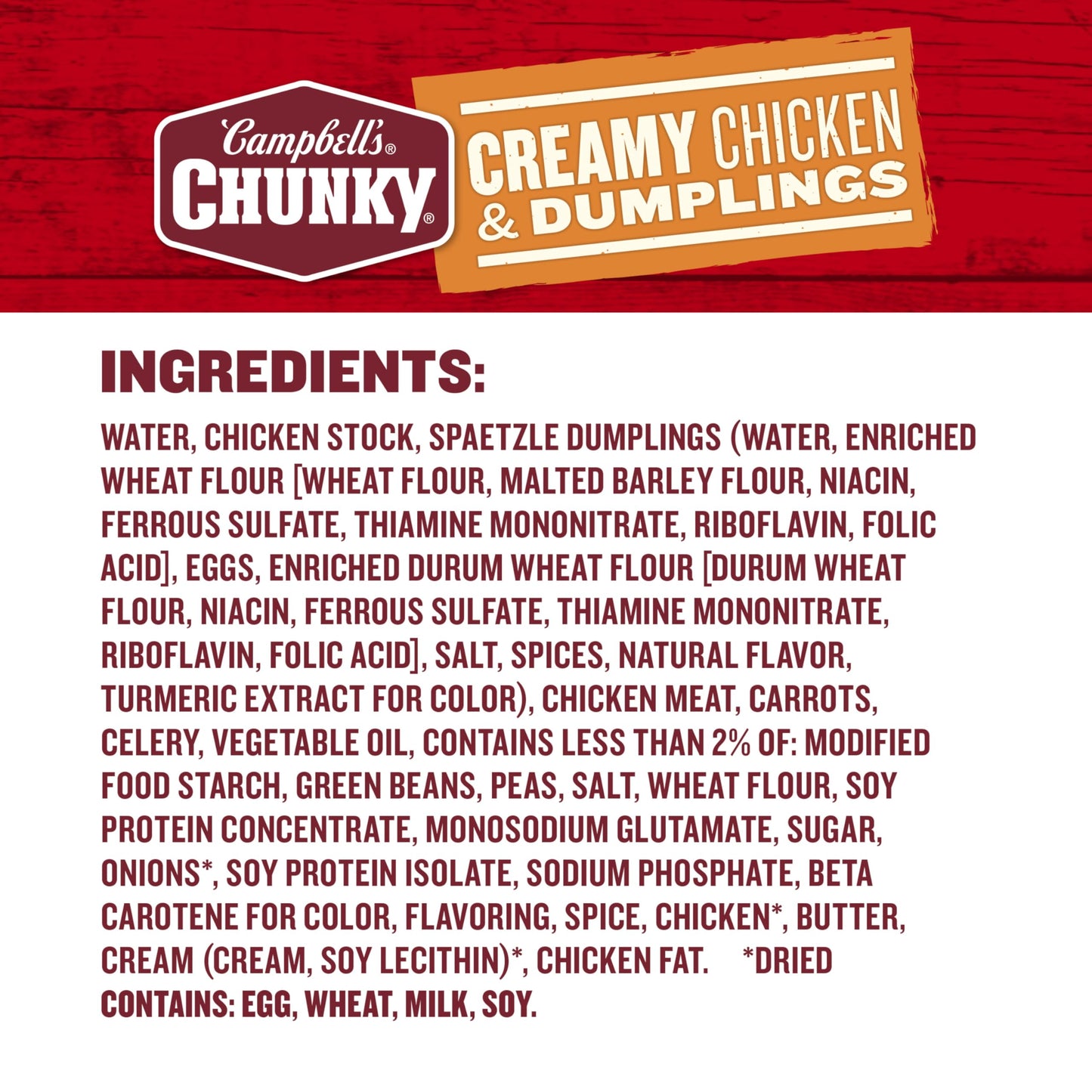 Campbell s Chunky Soup, Creamy Chicken and Dumplings Soup, 16.3 Oz Can (Case of 8)