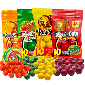Sweetzo - Sweet and Spicy Pulparindo Mexican Candy, Colorful Bite Size Hard Shell with Tamarind Pulp Center, Individual Single S