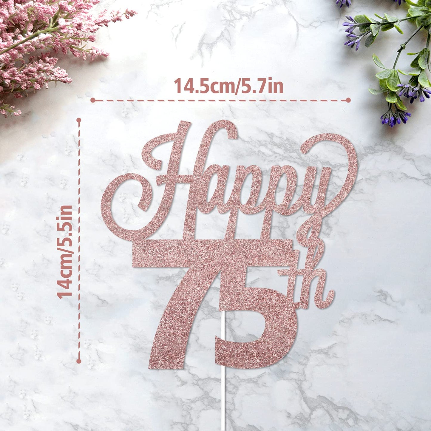 Lingteer Happy 75Th Birthday Cake Topper - Cheers To 75Th Birthday 75 Years Old Birthday Party Cake Decorations Sign.