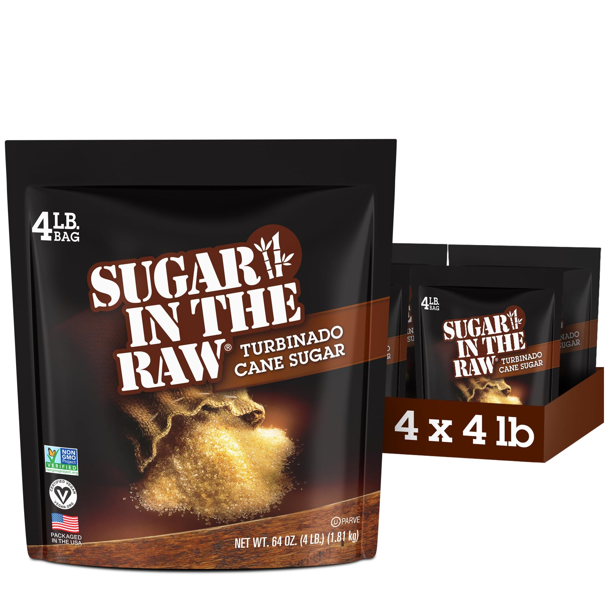 Sugar In The Raw Granulated Turbinado Cane Sugar, No Erythritol, Pure Natural Sweetener, Hot & Cold Drinks, Coffee, Cooking, Bak