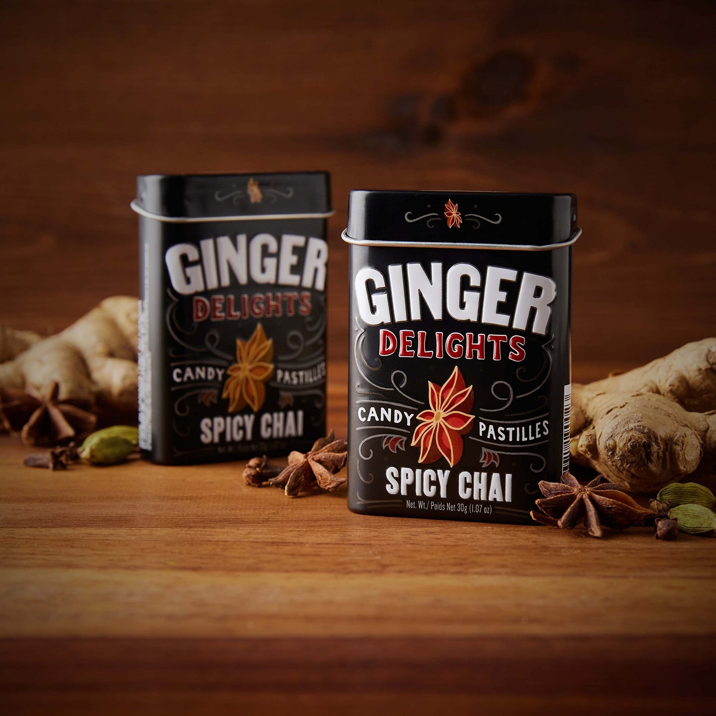 Ginger Delights Spicy Chai Candy | Genuine Ground Ginger Root, Natural Flavors | Kosher Certified, Vegan, Gluten Free | Aspartam