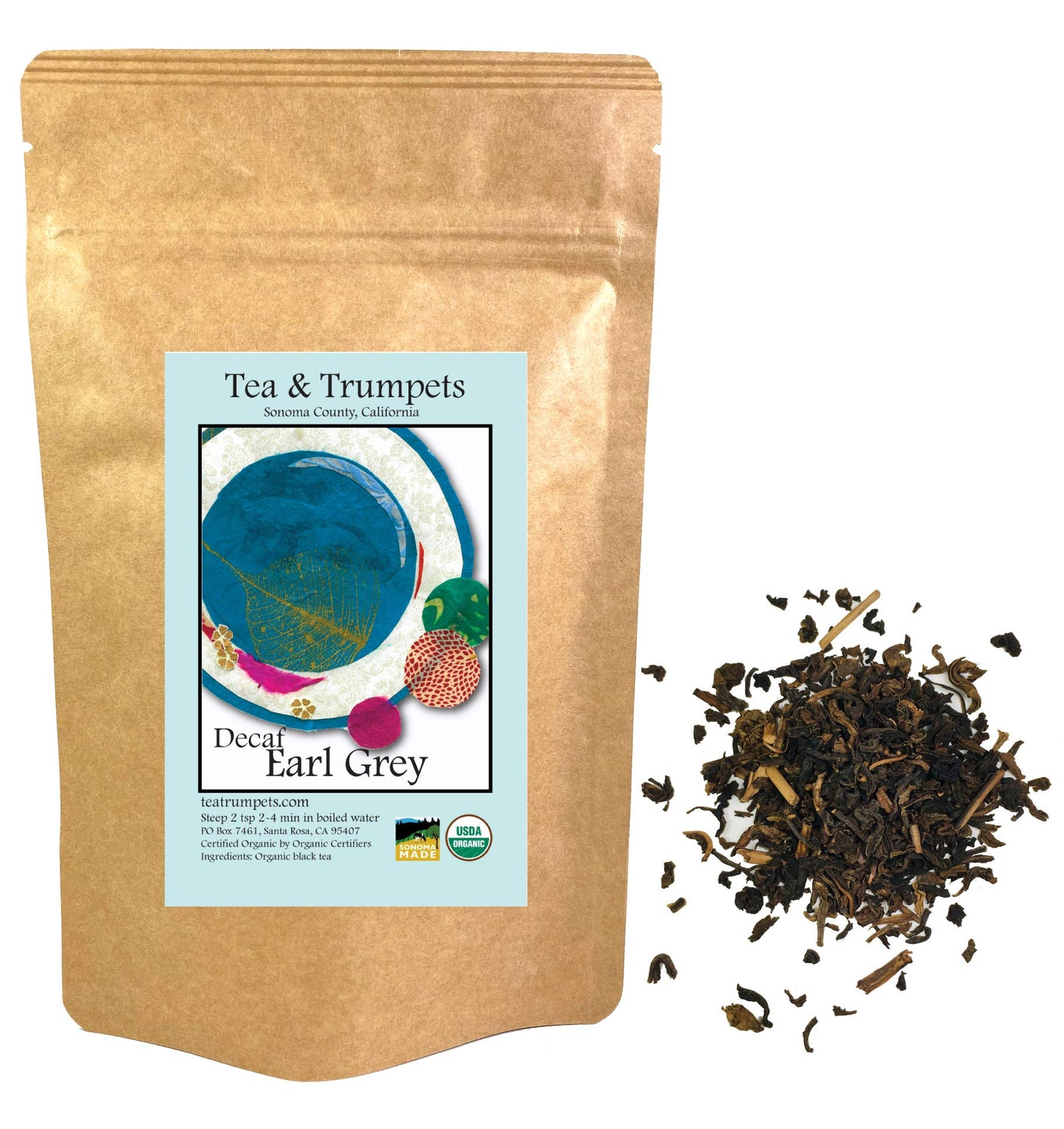 Tea & Trumpets USDA Organic Decaf Earl Grey Loose Leaf Tea - 1 Pound (16 oz)
