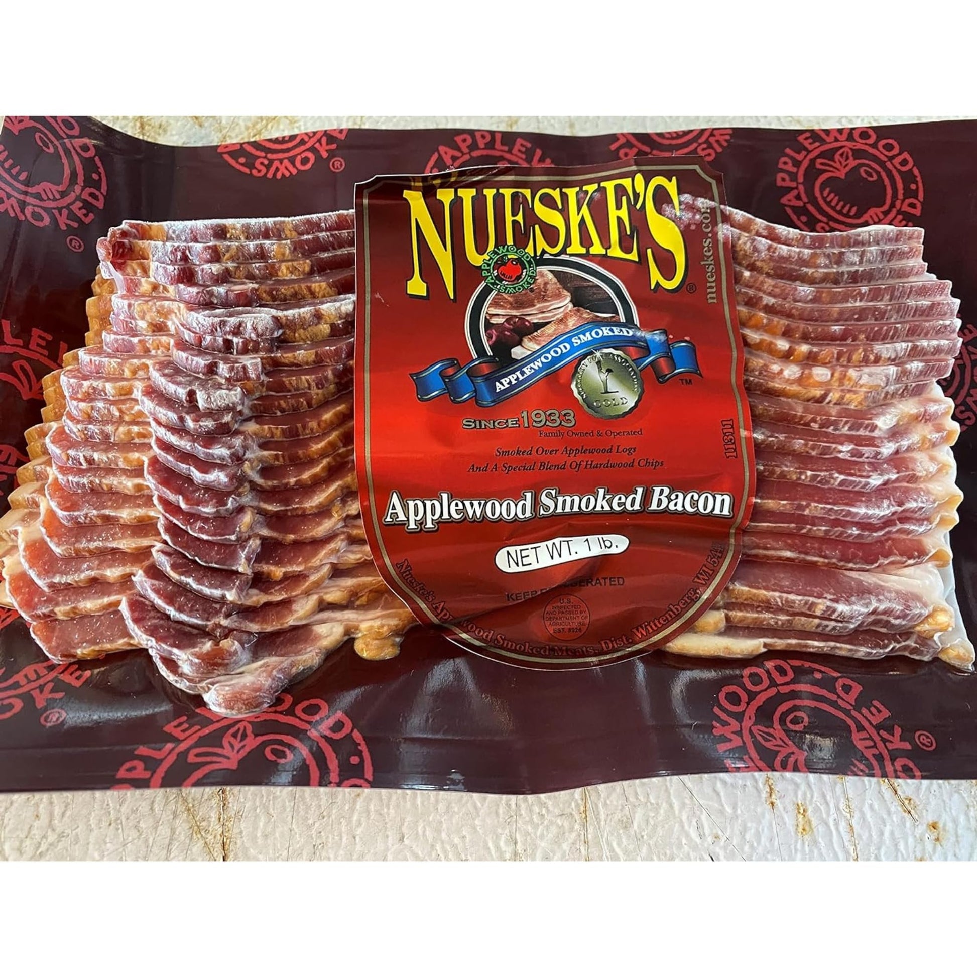 Nueskes Applewood Smoked Bacon - 1lb Pack, Premium Quality, Delicious Flavor, Perfect for Breakfast