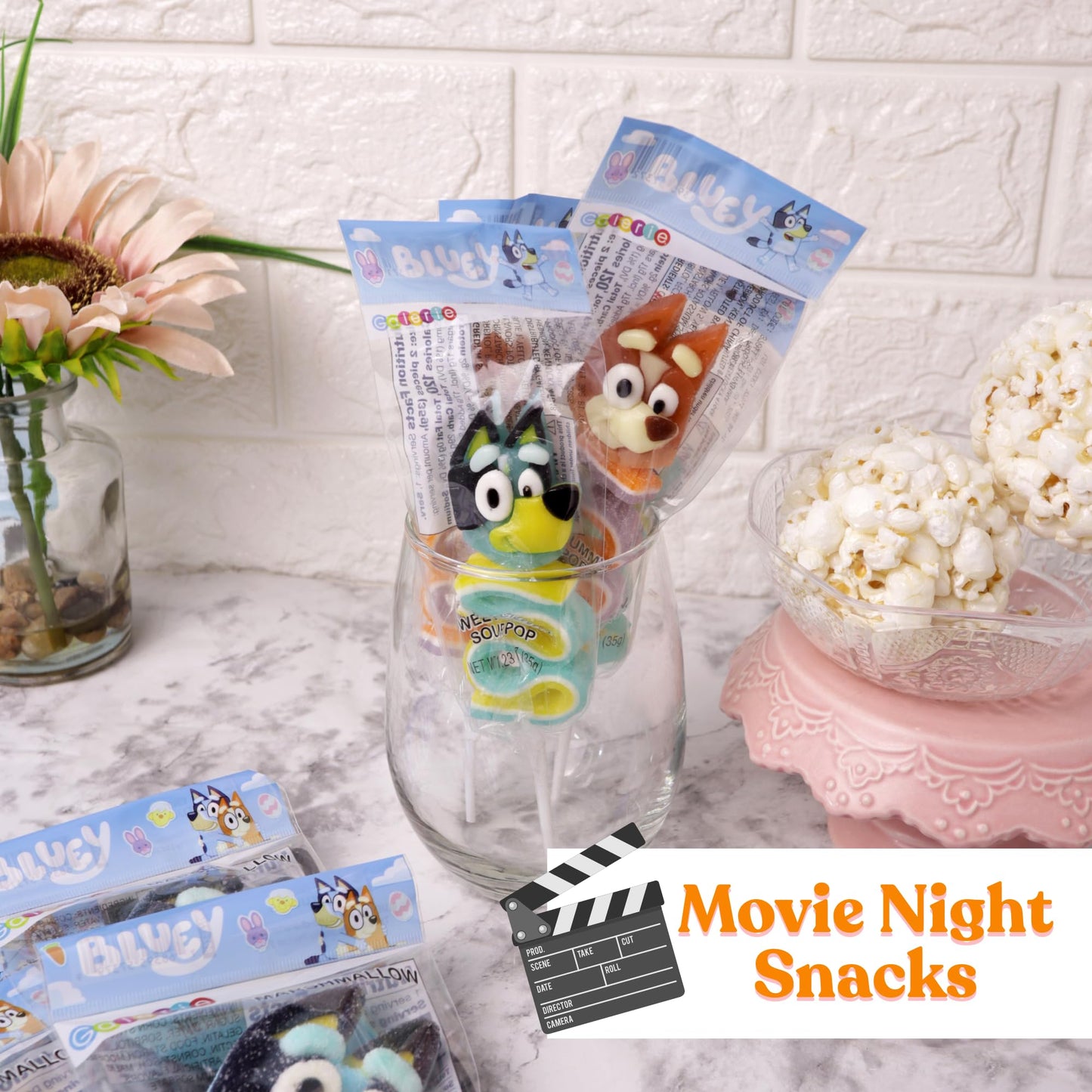 Galerie Bluey and  card-style Gummy Lollipops - Individually Wrapped Party Favor  , 4 Pack