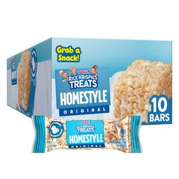 Rice Krispies Treats Homestyle Crispy Marshmallow Squares, Kids Snacks, Lunch Snacks, Original, 16.2oz Box (10 Bars)