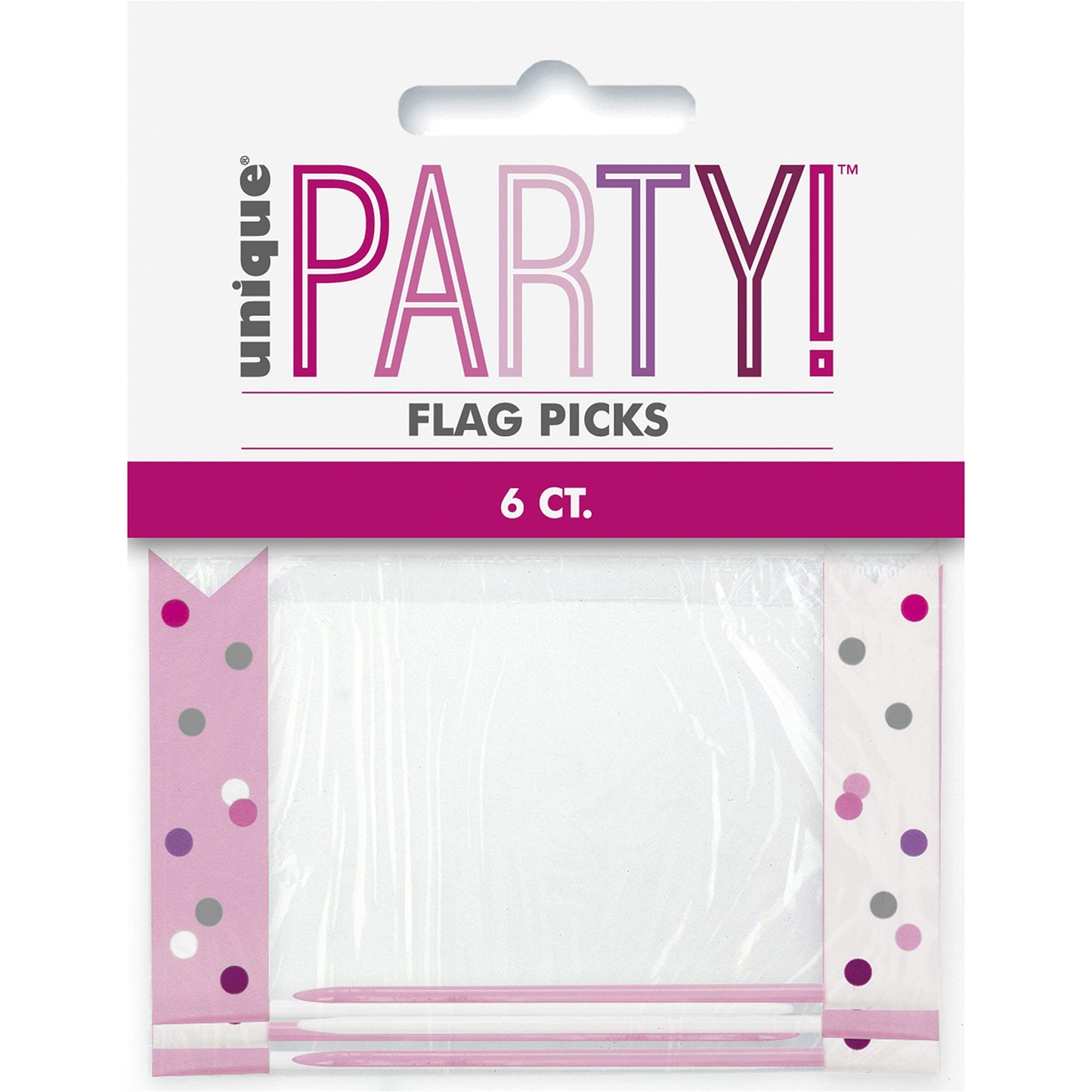 Unique 83927 Pink Birthday Flag Cupcake Toppers 6 Pcs, Happy, 6 Count (Pack Of 1)