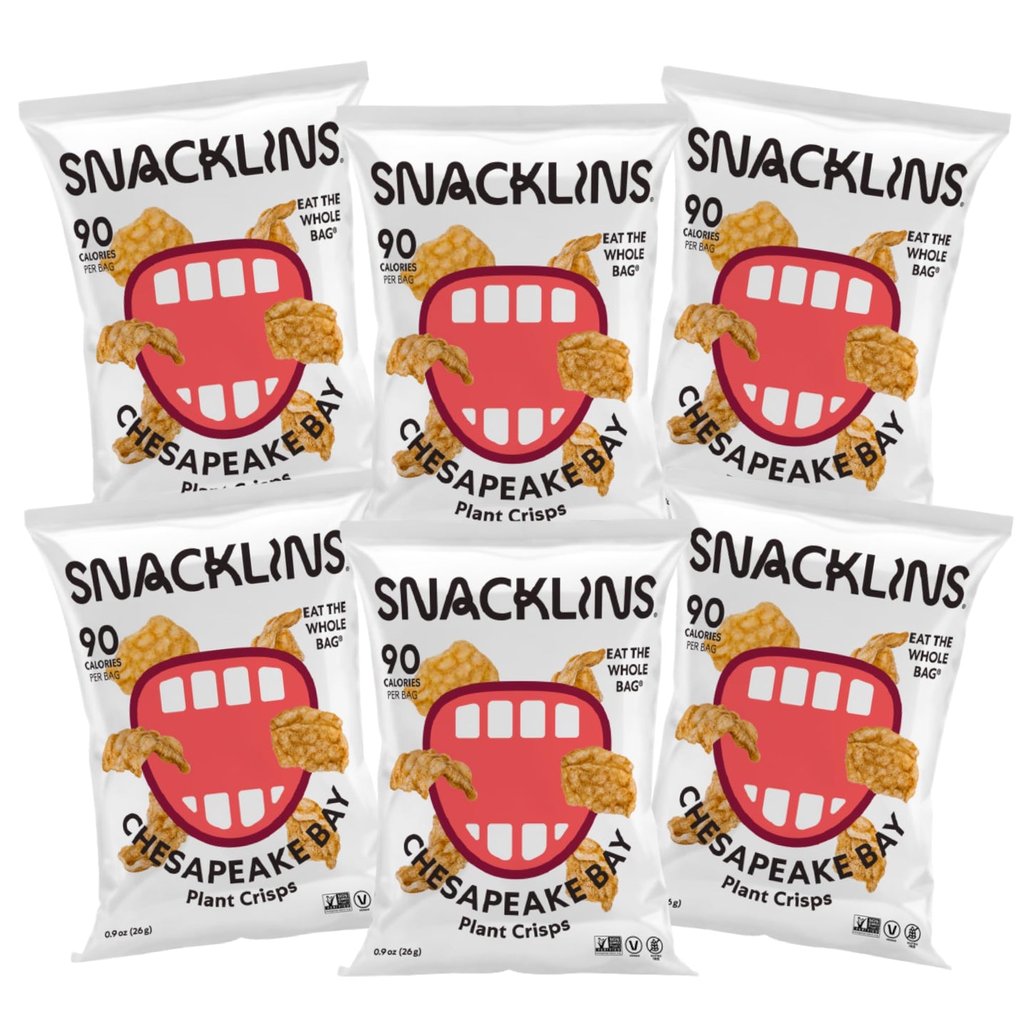 SNACKLINS Plant Based Crisps - Gluten Free, Vegan, 0.9oz Bag (Pack of 6)