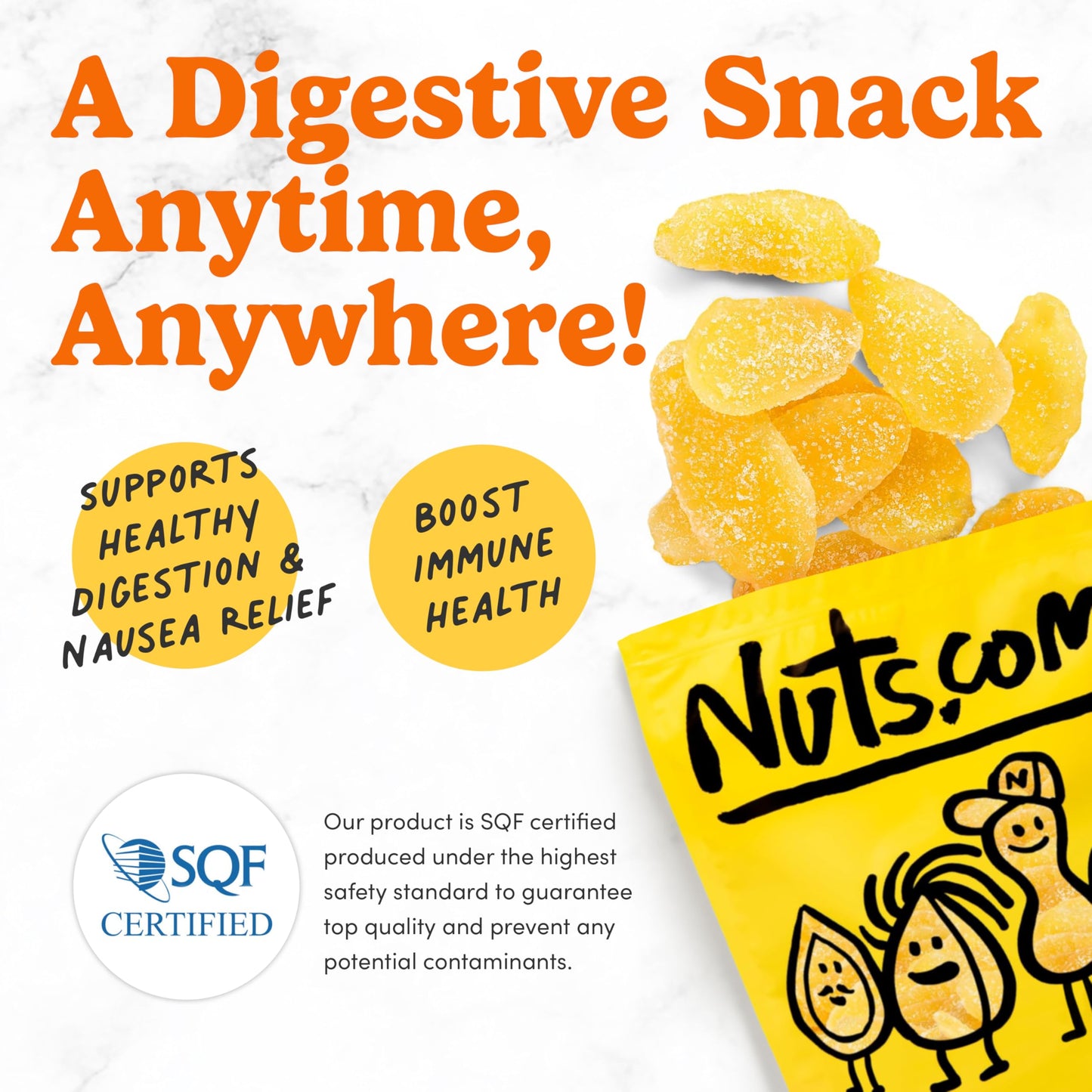 Nuts.Com Crystallized Ginger Pieces - Premium Crystallized Ginger Slices - Spicy & Sweet Candied Ginger Pieces - Dried Ginger Ch