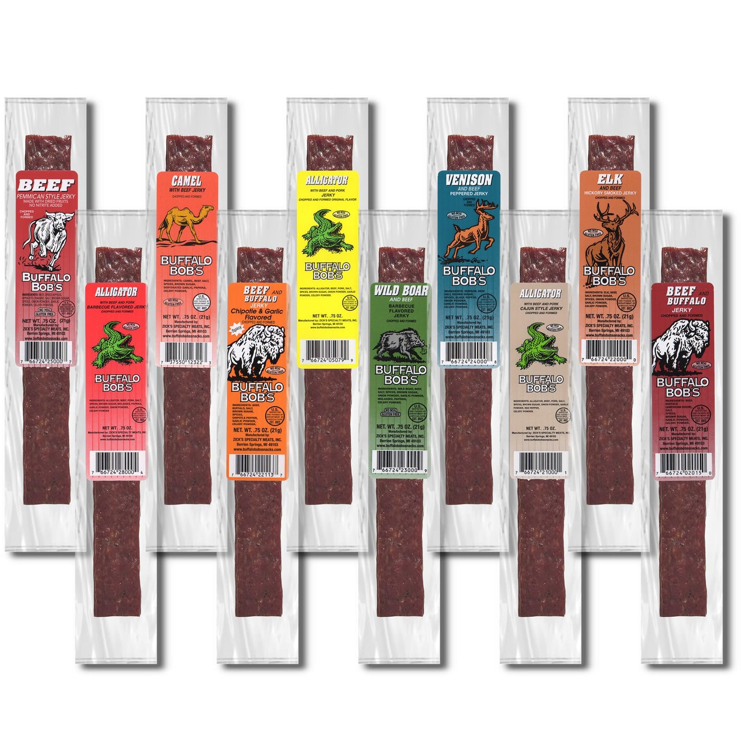 Jerky-n-Spice Exotic Jerky Variety Pack, 10 Count, High Protein Meat Snacks, Ideal for Gifts, Camping, and Road Trips