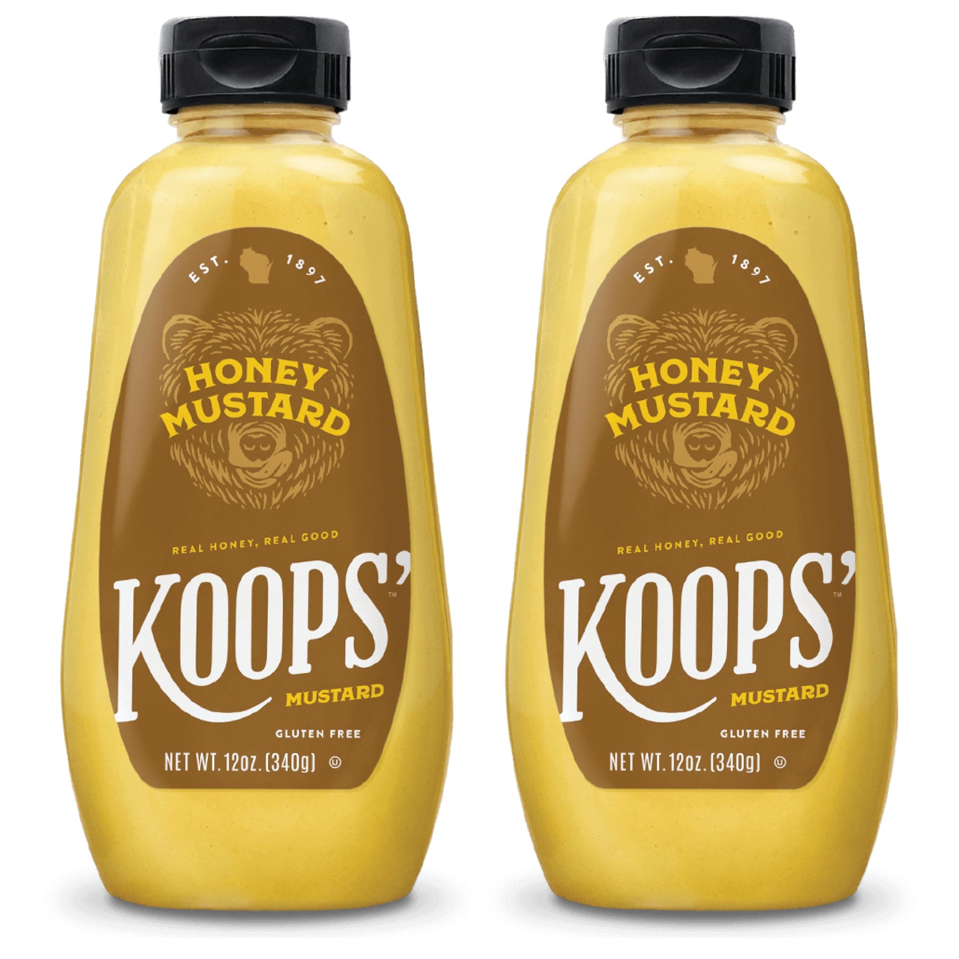 KOOPS Honey Mustard Gourmet Mustard Sauce, Gluten-Free, Kosher, 12 Oz, Pack of 2