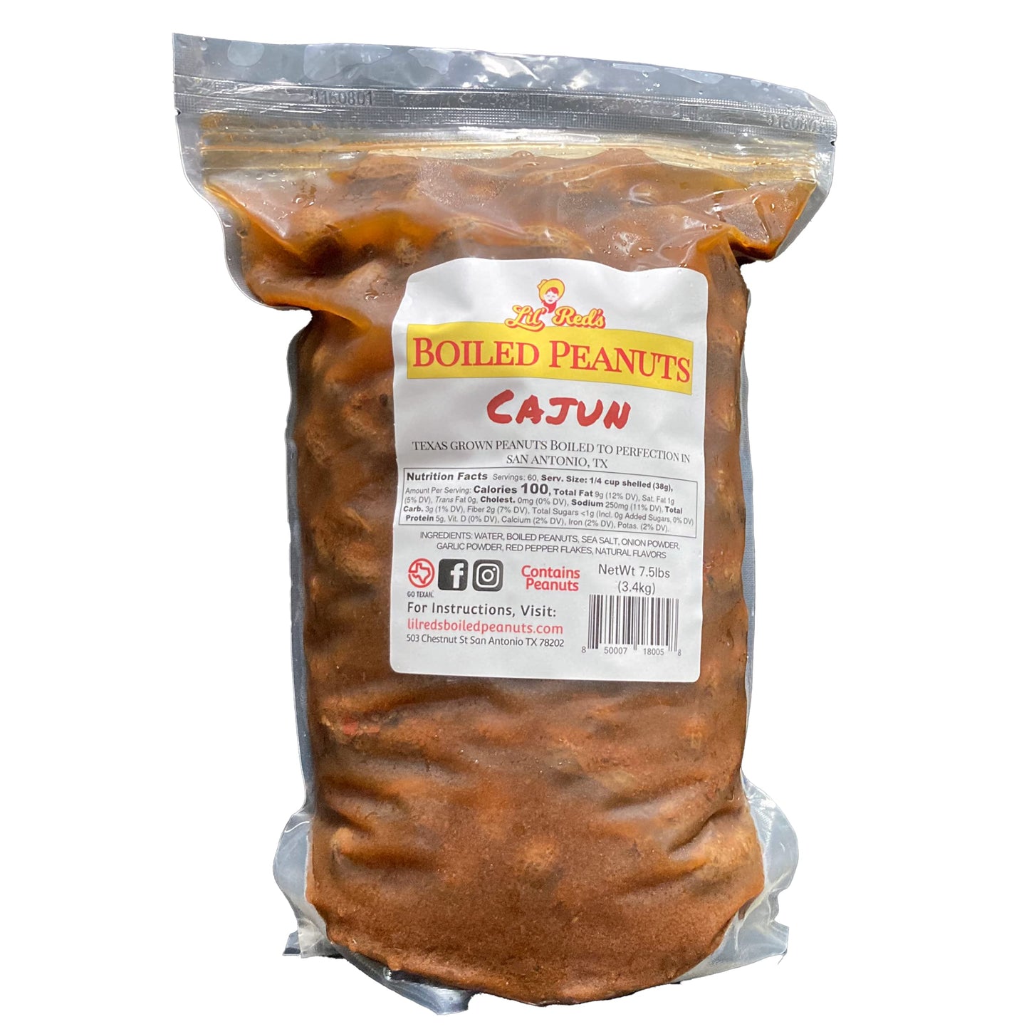 Lil' Red'S Cajun Boiled Peanuts Ready To Eat, 7.5Lbs